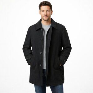 Schneiders Salzburg Ulrich Austria Wool Zip Up Coat Mens 46 (XL) Black‎ Overcoat